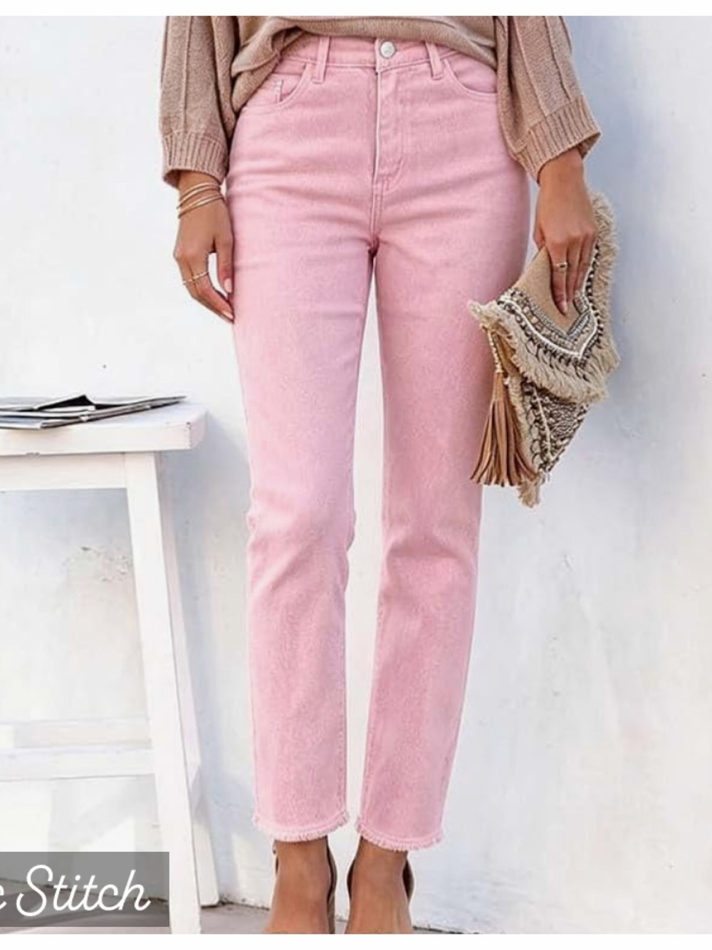 Women’s Straight-Leg Jeans in Soft Pink